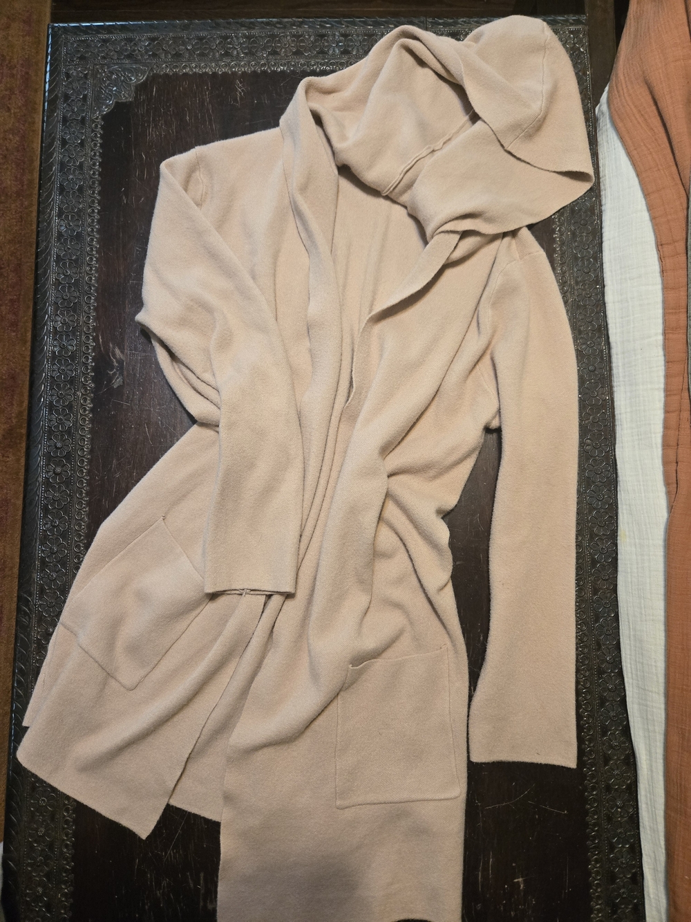 Soft Blush Hooded Open-Front Women’s Cardigan Sweater